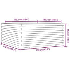 Vidaxl Vrtno cvetlično korito belo 110x110x49,5 cm trdna borovina