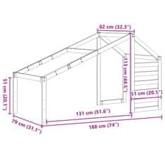 Vidaxl Streha za otroško posteljo voščeno rjava 188x82x113 cm borovina