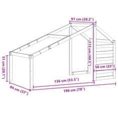 Vidaxl Streha za otroško posteljo bela 198x97x113 cm trdna borovina