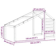 Vidaxl Streha za otroško posteljo bela 198x87x113 cm trdna borovina