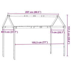 Vidaxl Streha za otroško posteljo rjava 207x80,5x151,5 cm borovina