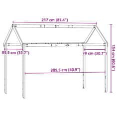 Vidaxl Streha za otroško posteljo bela 217x85,5x154 cm trdna borovina