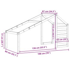 Vidaxl Streha za otroško posteljo voščeno rjava 198x87x113 cm borovina