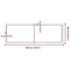 Vidaxl Stenska polica temno rjava 180x60x(2-6) cm trdna hrastovina