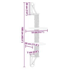 Vidaxl Stensko mačje drevo s praskalnikom svetlo sivo 108 cm