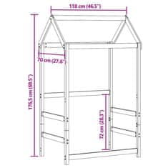 Vidaxl Streha za otroško posteljo rjava 118x70x176,5 cm borovina