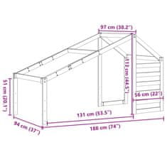 Vidaxl Streha za otroško posteljo bela 188x97x113 cm trdna borovina