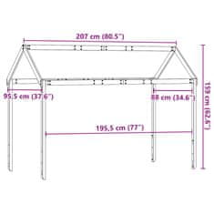 Vidaxl Streha za otroško posteljo rjava 207x95,5x159 cm borovina