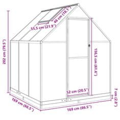 Vidaxl Rastlinjak z okvirjem zelen 169x169x202 cm aluminij