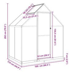 Vidaxl Rastlinjak z okvirjem zelen 169x114x202 cm aluminij