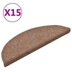 Vidaxl Preproge za stopnice 15 kosov rjave 56x17x3 cm