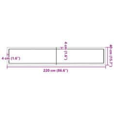 Vidaxl Kopalniški pult temno rjav 220x40x(2-6) cm obdelan trden les