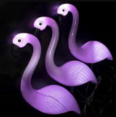 Malatec 3 delni solarni set LED dekorativnih vrtnih flamingov