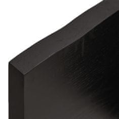 Vidaxl Stenska polica temno rjava 200x40x(2-4) cm trdna hrastovina