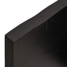 Vidaxl Stenska polica temno rjava 200x60x(2-4) cm trdna hrastovina