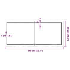 Vidaxl Stenska polica temno rjava 140x60x(2-6) cm trdna hrastovina