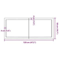 Vidaxl Kopalniški pult svetlo rjav 120x50x(2-4) cm obdelan trden les