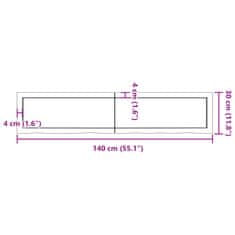 Vidaxl Kopalniški pult temno rjav 140x30x(2-6) cm obdelan trden les