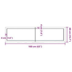 Vidaxl Mizna plošča sv. rjava 160x40x(2-4)cm obdelana trdna hrastovina