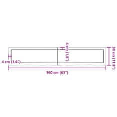 Vidaxl Stenska polica temno rjava 160x30x(2-4) cm trdna hrastovina