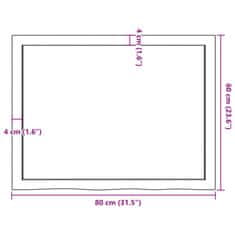 Vidaxl Stenska polica temno rjava 80x60x(2-4) cm trdna hrastovina