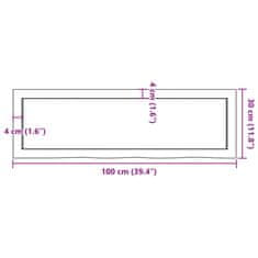 Vidaxl Kopalniški pult 100x30x(2-4) cm neobdelan trden les