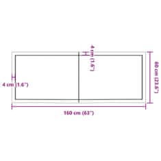 Vidaxl Stenska polica temno rjava 160x60x(2-6) cm trdna hrastovina