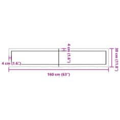 Vidaxl Stenska polica temno rjava 160x30x(2-6) cm trdna hrastovina