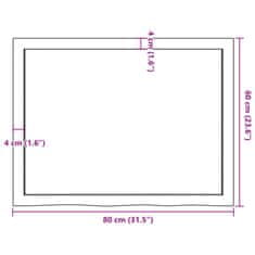 Vidaxl Stenska polica temno rjava 80x60x(2-6) cm trdna hrastovina