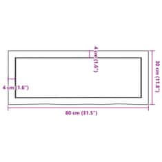 Vidaxl Stenska polica svetlo rjava 80x30x(2-6) cm trdna hrastovina