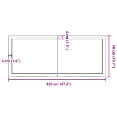 Vidaxl Stenska polica 120x50x(2-4) cm neobdelana trdna hrastovina