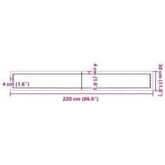 Vidaxl Kopalniški pult svetlo rjav 220x30x(2-6) cm obdelan trden les