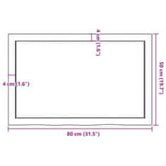 Vidaxl Mizna plošča temno rjav 80x50x2 cm obdelana trdna hrastovina