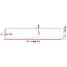 Vidaxl Mizna plošča rjav 220x40x(2-4)cm obdelana trdna hrastovina