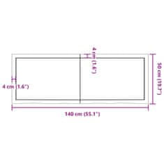 Vidaxl Kopalniški pult temno rjav 140x50x(2-4) cm obdelan trden les