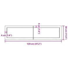 Vidaxl Kopalniški pult temno rjav 120x30x(2-6) cm obdelan trden les