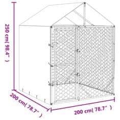 Vidaxl Zunanja pasja ograda s streho srebrna 2x2x2,5 m pocinkano jeklo