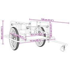 Vidaxl Kolesarska prikolica 130x73x48,5 jeklo črna