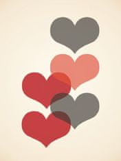 Pelcasa Mid Century Hearts In Red - 50x70 cm 