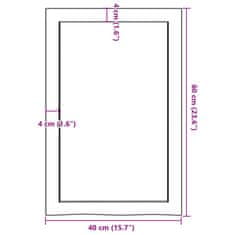 Vidaxl Kopalniški pult 40x60x(2-6) cm neobdelan trden les