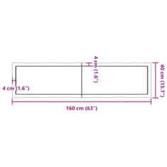 Vidaxl Mizna plošča sv. rjava 160x40x(2-4)cm obdelana trdna hrastovina