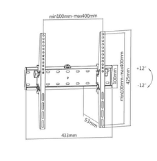 Gembird Nosilec za TV Gembird WM-55T-02, 55", Črna