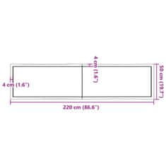 Vidaxl Mizna plošča 220x50x(2-4) cm neobdelana hrastovina naraven rob