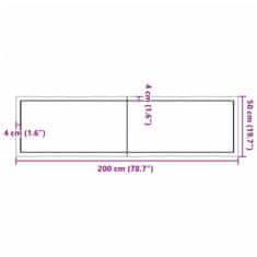 Vidaxl Mizna plošča sv. rjava 200x50x(2-4)cm obdelana trdna hrastovina