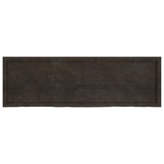 Vidaxl Stenska polica temno rjava 160x50x(2-6) cm trdna hrastovina