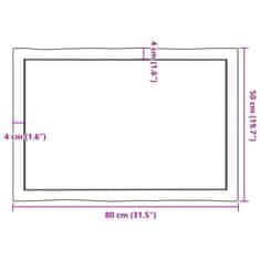 Vidaxl Mizna plošča sv. rjava 80x50x(2-6) cm obdelana trdna hrastovina