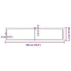 Vidaxl Mizna plošča sv. rjava 180x40x(2-4)cm obdelana trdna hrastovina