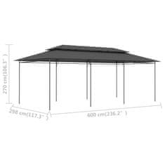 Vidaxl Paviljon 600x298x270 cm antraciten