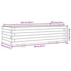 Vidaxl Vrtno cvetlično korito belo 90x40x26,5 cm trdna borovina