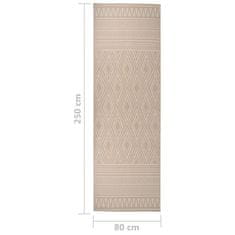 Vidaxl Zunanja preproga ploščato tkanje 80x250 cm rjave črte